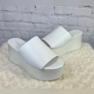 Women's White Platform Slide Sandals